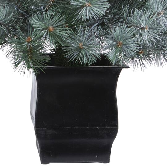 4ft. Pre-Lit Snowy Mountain Pine Artificial Christmas Tree, Blue LED Lights